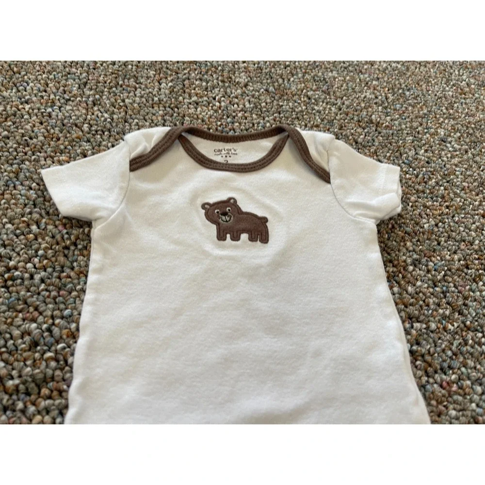 Carter's Boys White & Brown Bear Bodysuit 3M